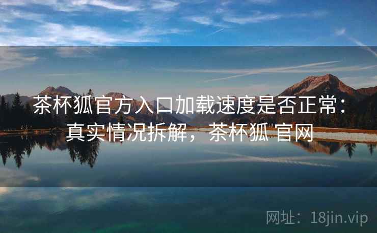 茶杯狐官方入口加载速度是否正常：真实情况拆解，茶杯狐 官网