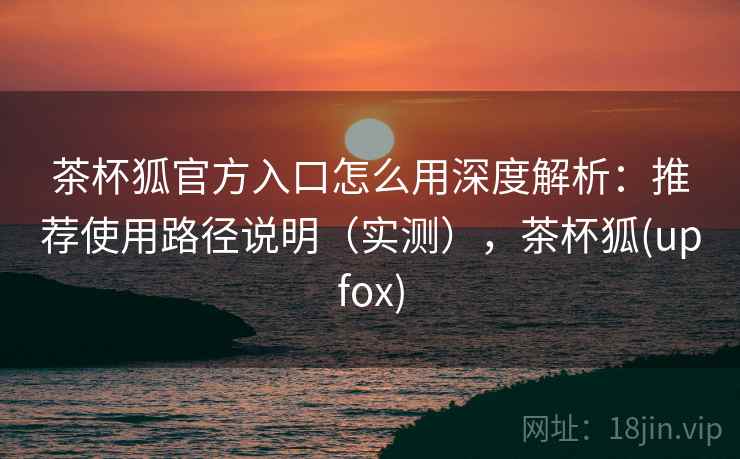 茶杯狐官方入口怎么用深度解析：推荐使用路径说明（实测），茶杯狐(upfox)