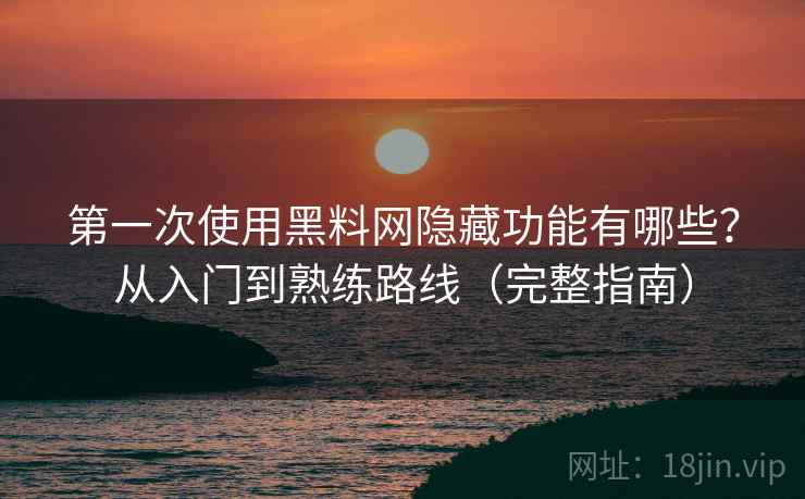 第一次使用黑料网隐藏功能有哪些？从入门到熟练路线（完整指南）