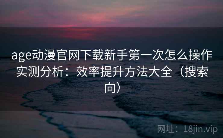 age动漫官网下载新手第一次怎么操作实测分析：效率提升方法大全（搜索向）